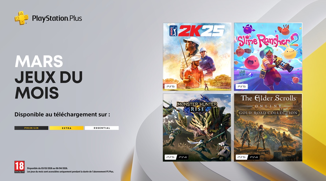 Illustration de l'article sur PlayStation Plus : Les jeux offerts de mars 2026